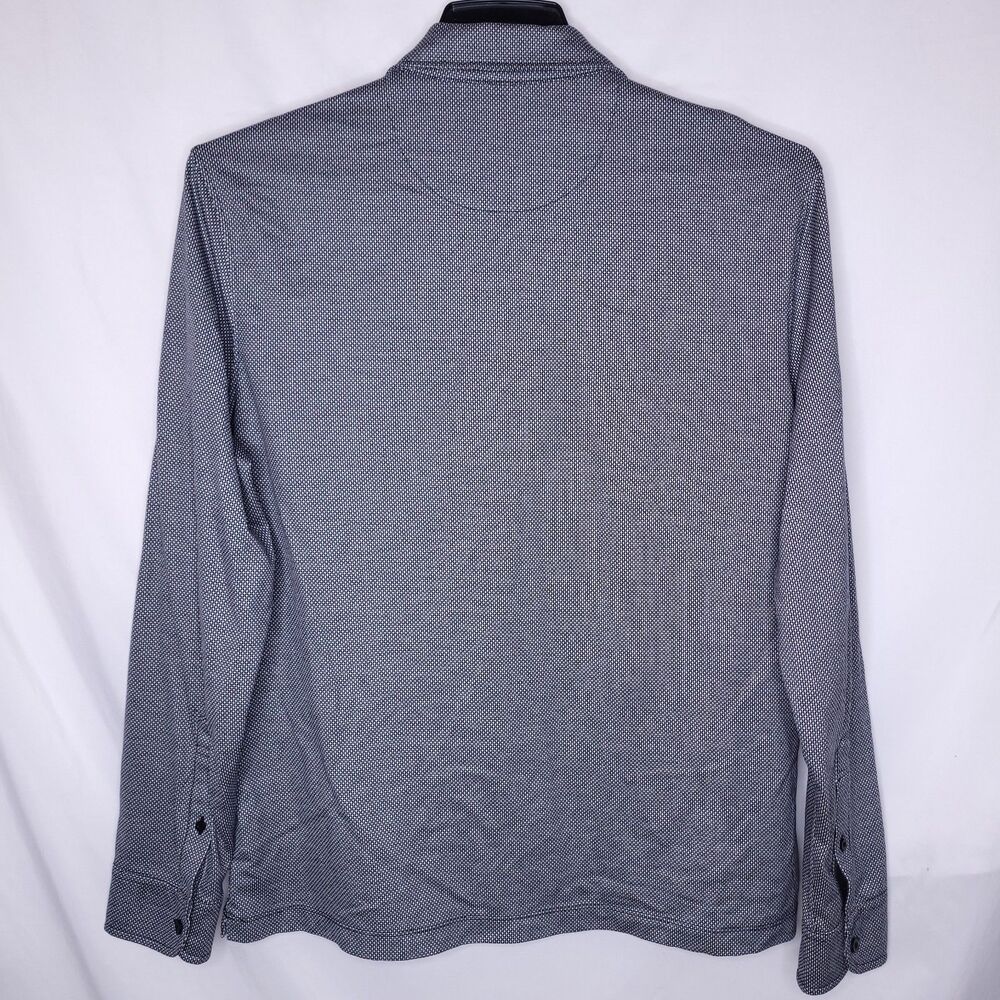 Untuckit Polo Shirt Mens Large Gray Damaschino Diamond Birdseye Long Sleeve - Picture 5 of 12